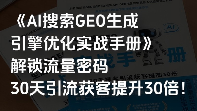 《AI搜索GEO生成引擎优化实战手册》手把手带你30天实现引流30倍突破